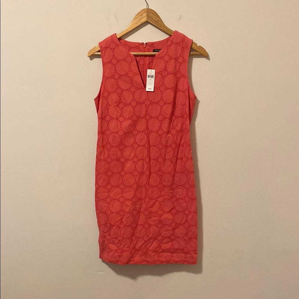 NWT 4 Banana Republic Coral Crochet Lace Sleeveless Sheath Lined Dress